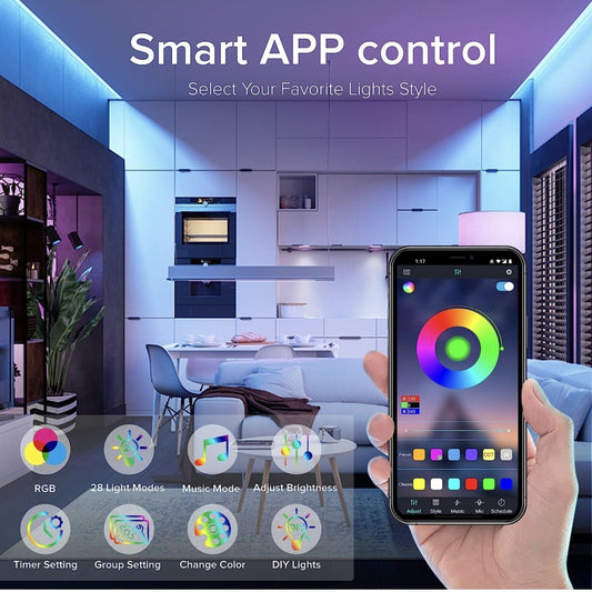 Striscia LED 10 Metri, Bluetooth RGB Smart 10M Con Telecomando, App Controllato,