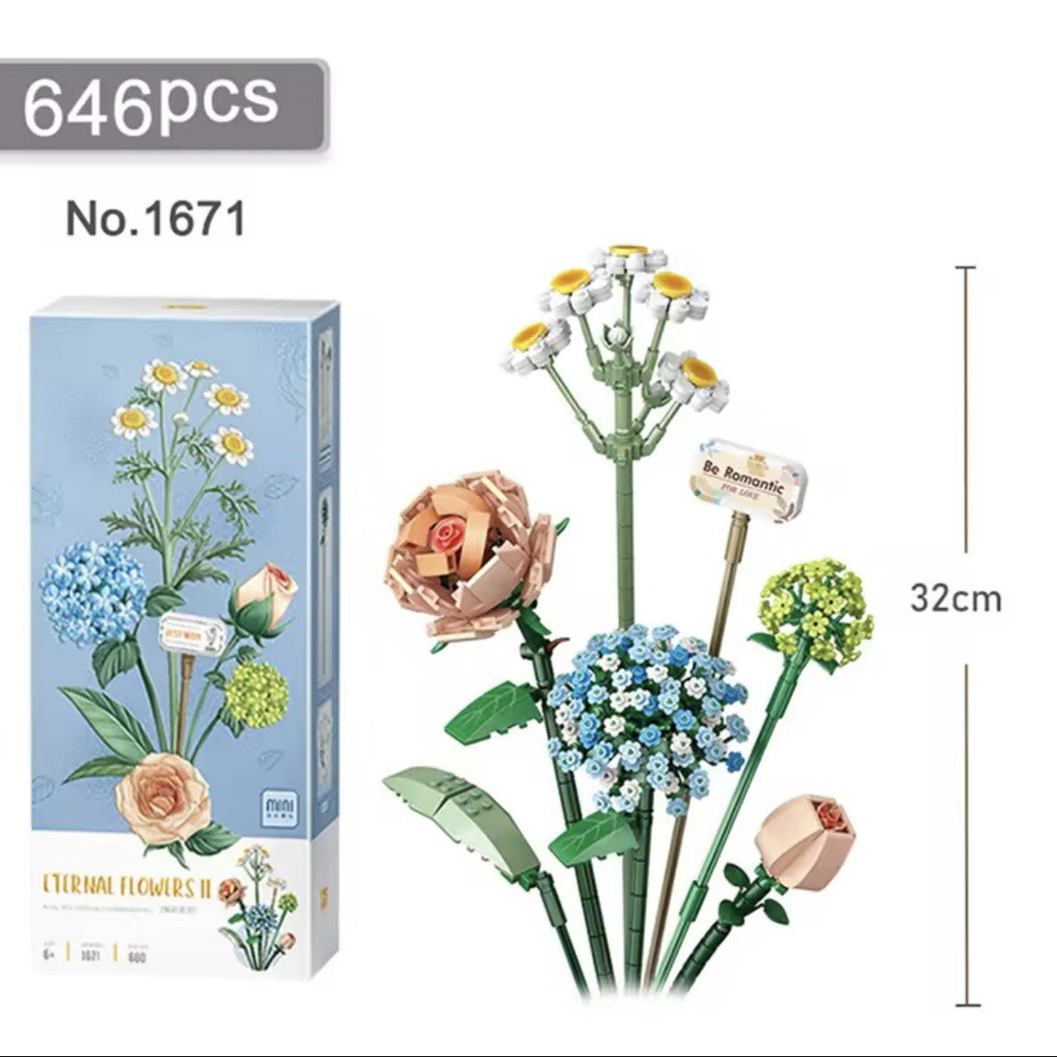 Costruzioni Bouquet Fiori Margherite Rose Finti da Costruire Botanical 646pz New