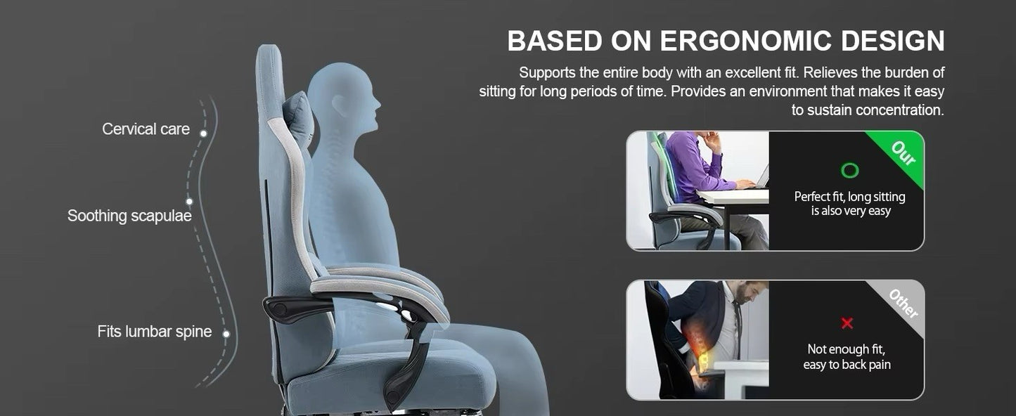 Sedia da Gaming Work Ufficio Ergonomica Reclinabile Poggiapiedi Gamer PC Console