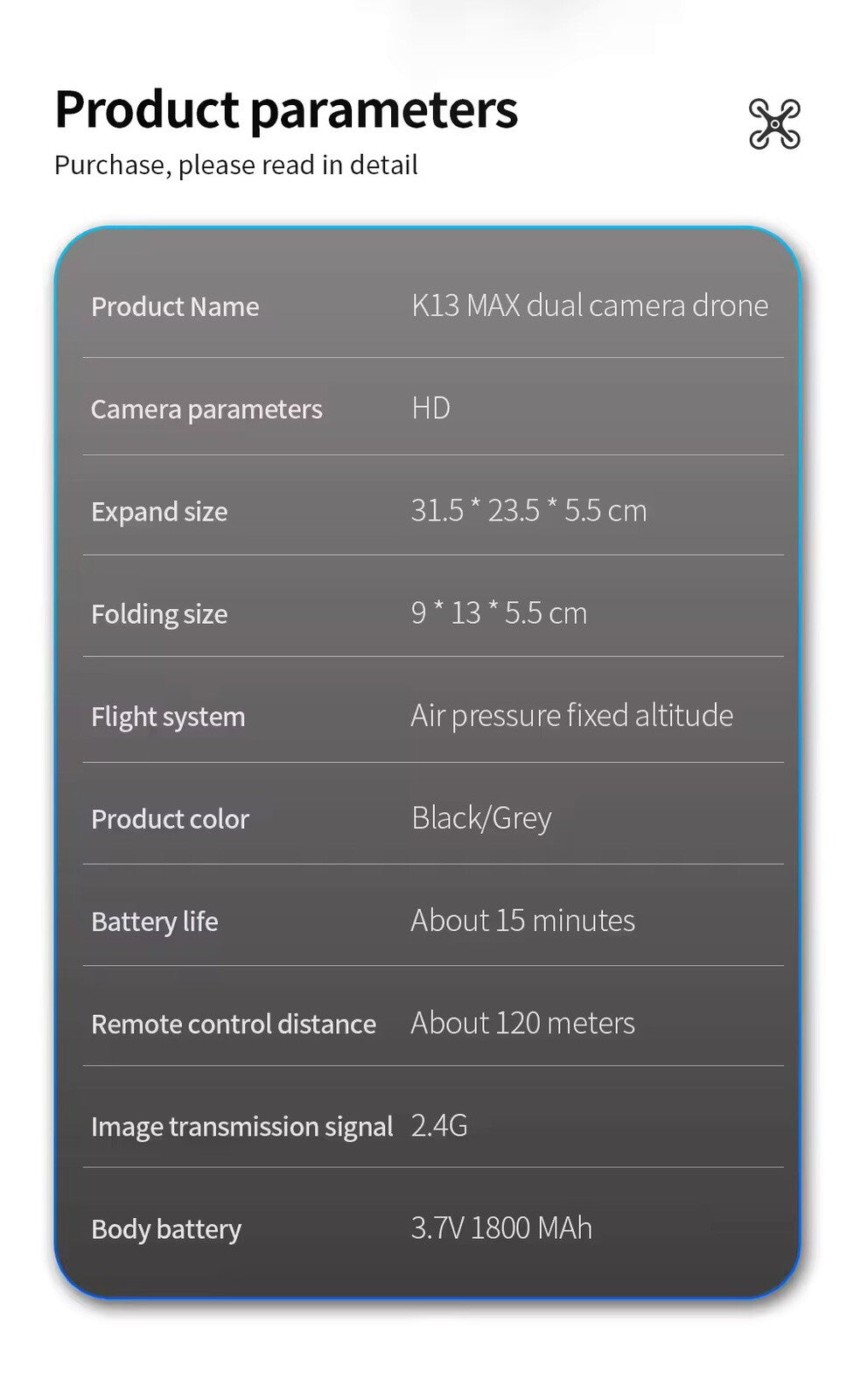 Drone K13 Max 4k Pieghevole Giocattolo HD Fotografia Gps Aerea Dual Camera Mini