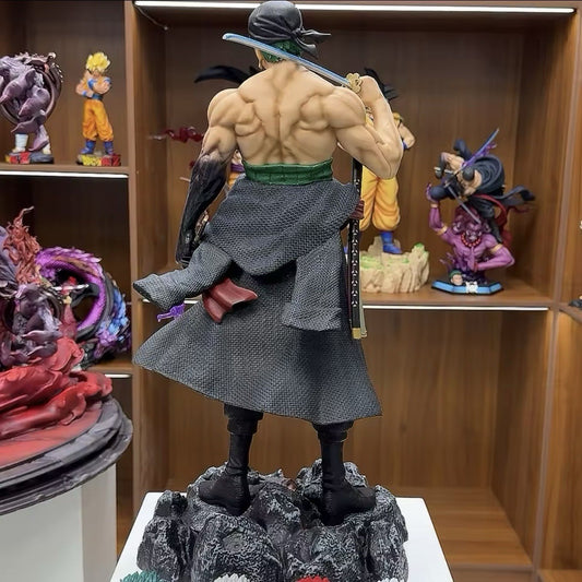 Action Figure One Piece Roronoa Zoro 50cm Statua Da Collezione Anime Grande