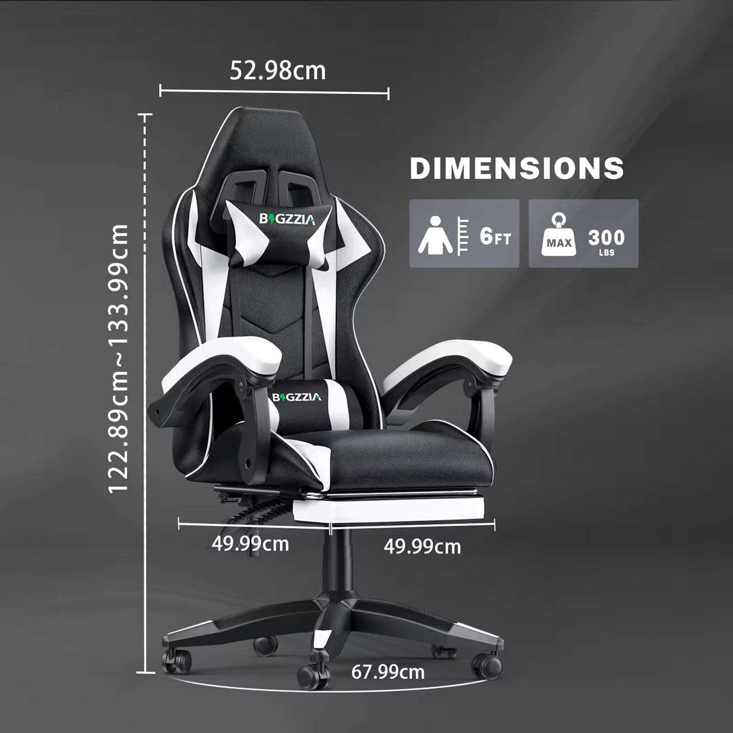 Poltrona Sedia da Gaming Gioco Reclinabile Poggiapiedi Estraibile in Ecopelle