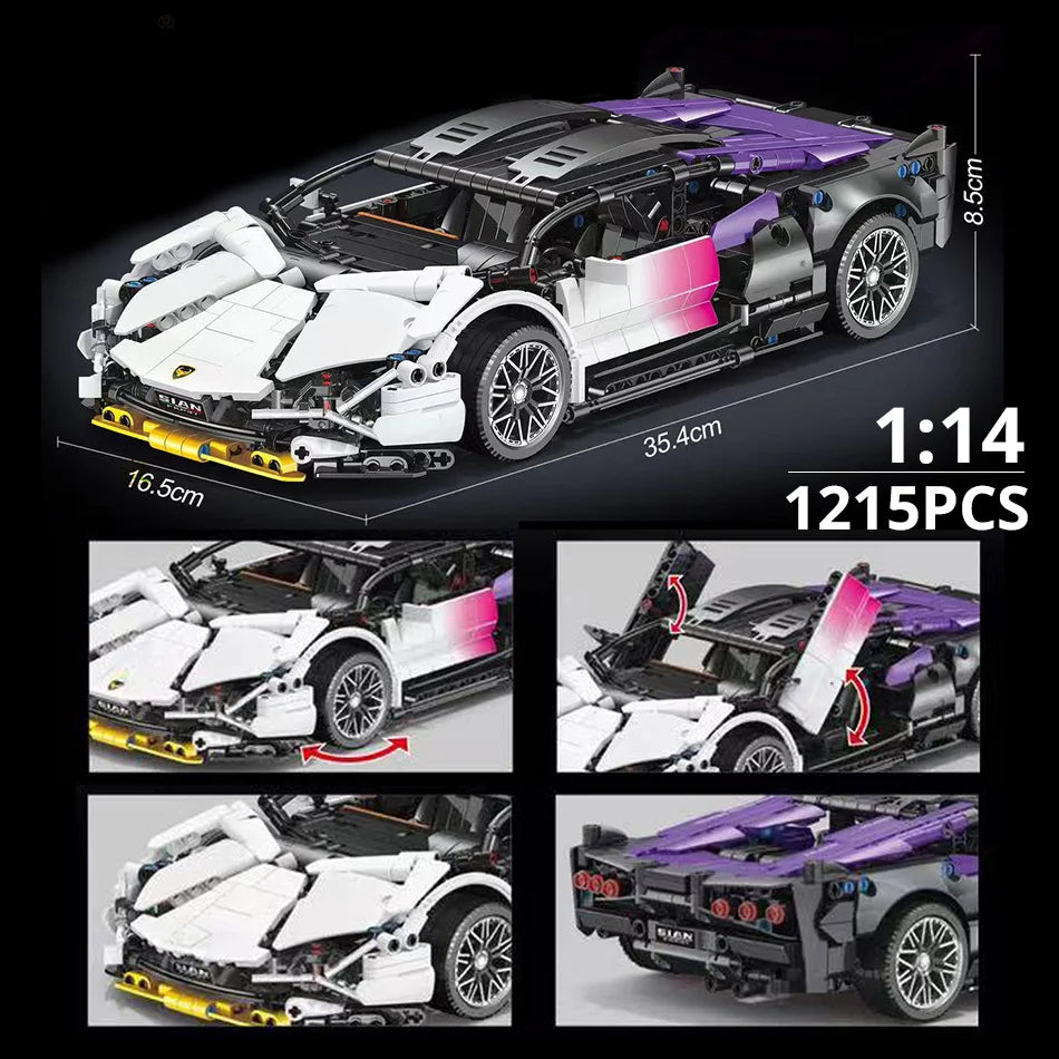 Lamborghin Sian Nuova Da Costruire Mattoncini Technic 1280 Pezzi 1:14 Car MOC Racing - Nerd Lab