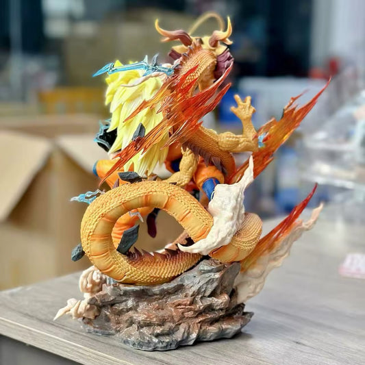 Statua Action Figure Dragon Ball Z – Goku, Gohan, Goten e Shenron (Super Saiyan Edition) - Nerd Lab