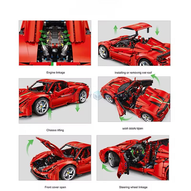 Supercar Rossa F8 da Costruzione – Kit Tecnico MOC 3781 Pezzi | Scala 1:8 | Edizione Collezione - Nerd Lab