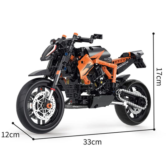 Moto Da Costruite Motorbike Racing Moc Mattoncini Technic Scala 1:8 Arancione 579 Pezzi - Nerd Lab