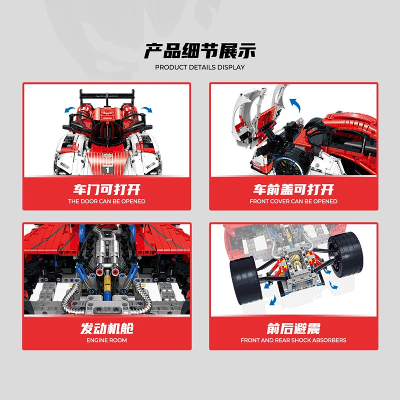 Supercar Corsa Da Costruire Mattoncini Technic 3460 Pezzi Bianchi - Rossi - Nerd Lab