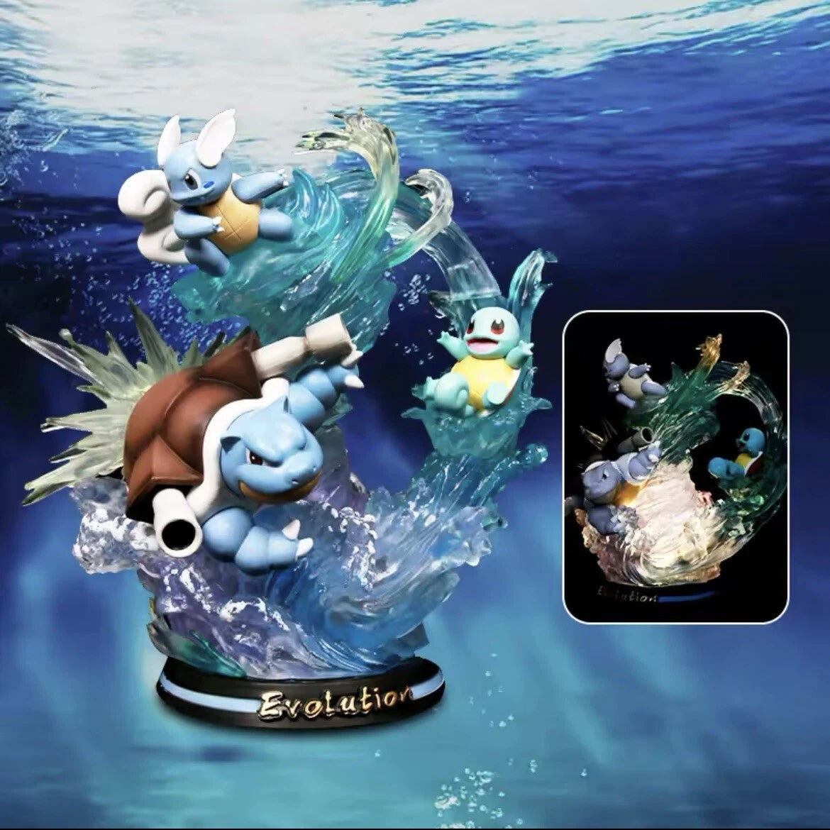 Pokémon Evoluzione Squirtle Wartortle Blastoise – Water Effect