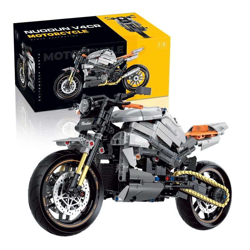 Motorbike Enduro Da Costruite Mattoncini Technic Scala 1:8 Arancione 586 Pezzi - Nerd Lab