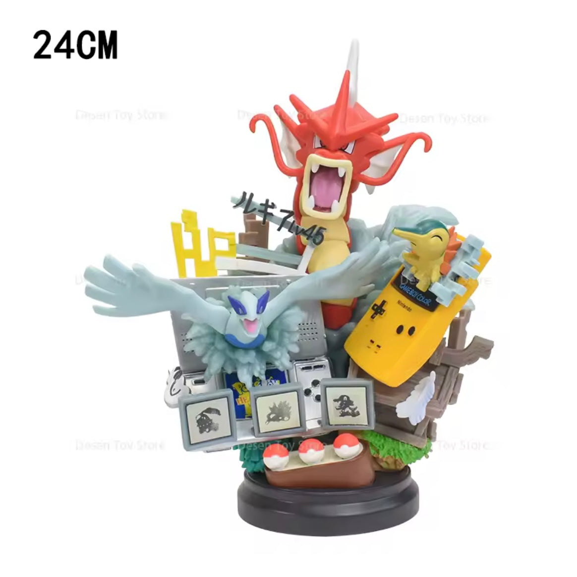 Statua Pokémon Nostalgia Game Boy – Ho-Oh, Gyarados & Celebi | Diorama 24cm con Console e Pokédex - Nerd Lab