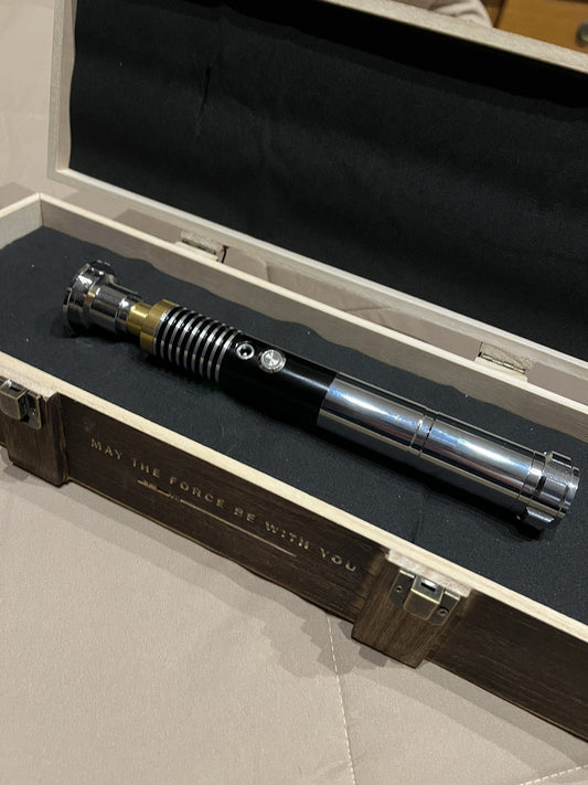 Spada Laser Star Wars Luke Skywalker Lightsaber Metal Jedi Replica Wooden Box