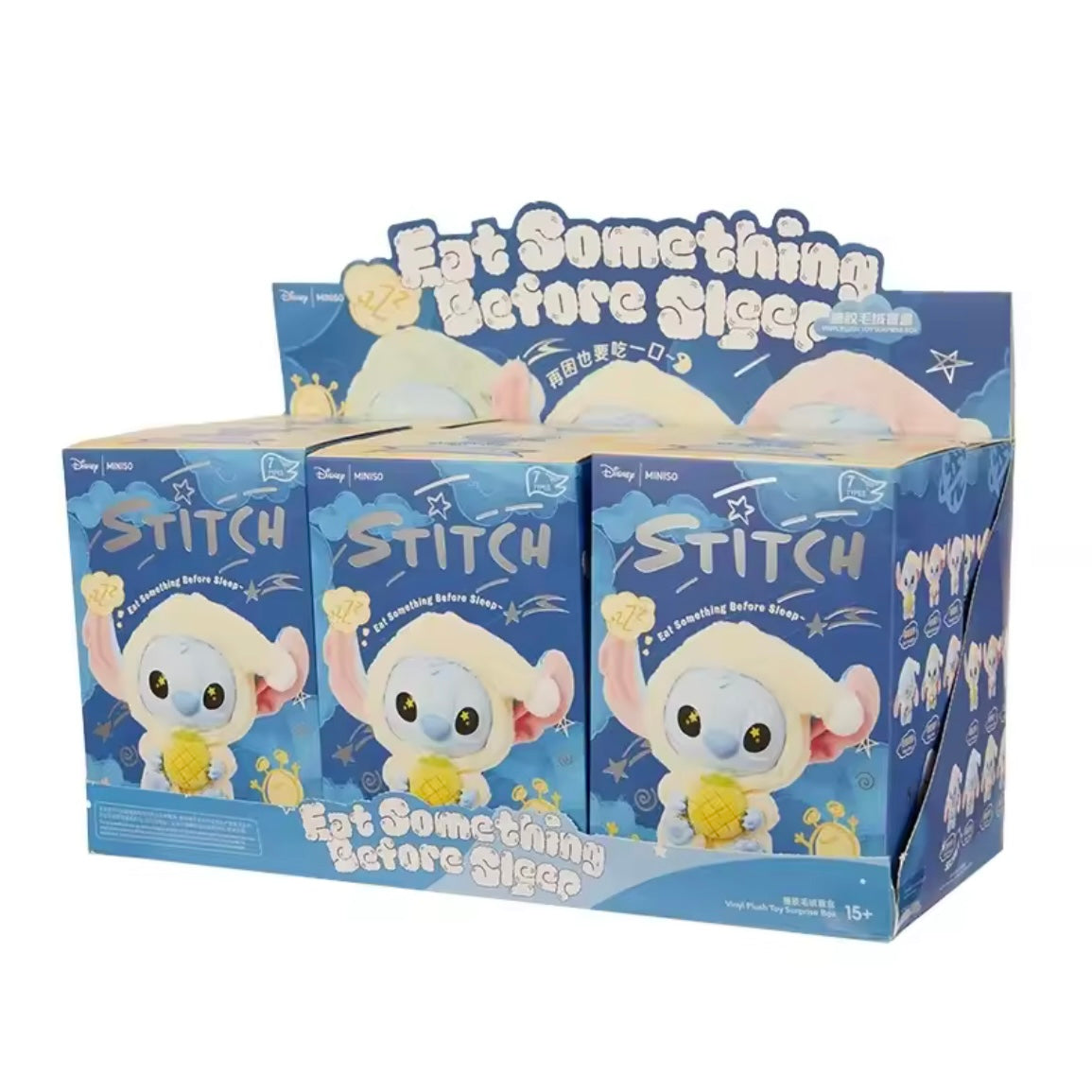 x6 Blind Box Stitch “Eat Something Before Sleep” – Miniso x Disney | Edizione da Collezione - Nerd Lab