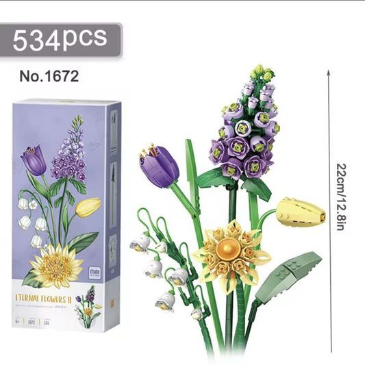 Costruzioni Bouquet Fiori Orchidee Tulipani Finti da Costruire Botanical 534pz