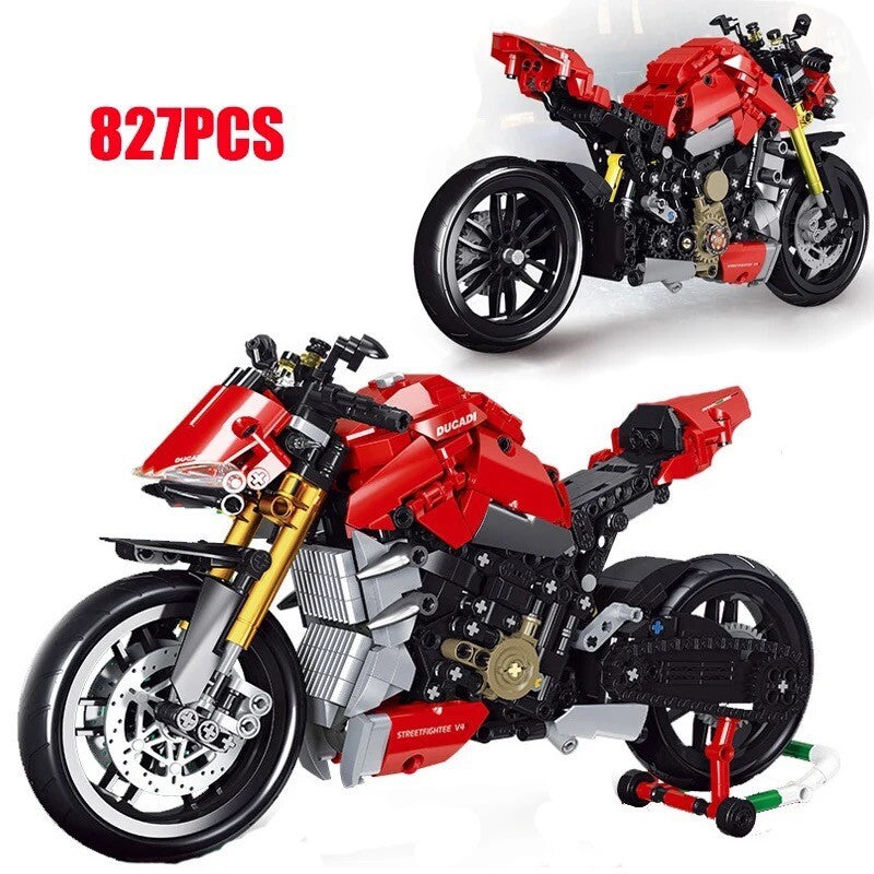 Moto Da Costruite Nuova Ducati Mattoncini Technic Rossa 827 Pezzi New Motore