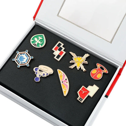 Pokemon x1 Box Medaglie Badges Spille Nuove Varie Miste a Tua Scelta New Metal