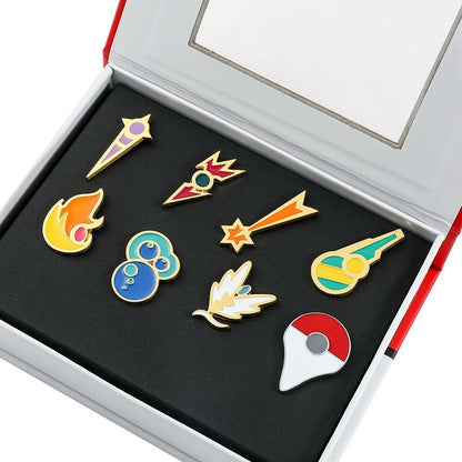 Pokemon x1 Box Medaglie Badges Spille Nuove Varie Miste a Tua Scelta New Metal