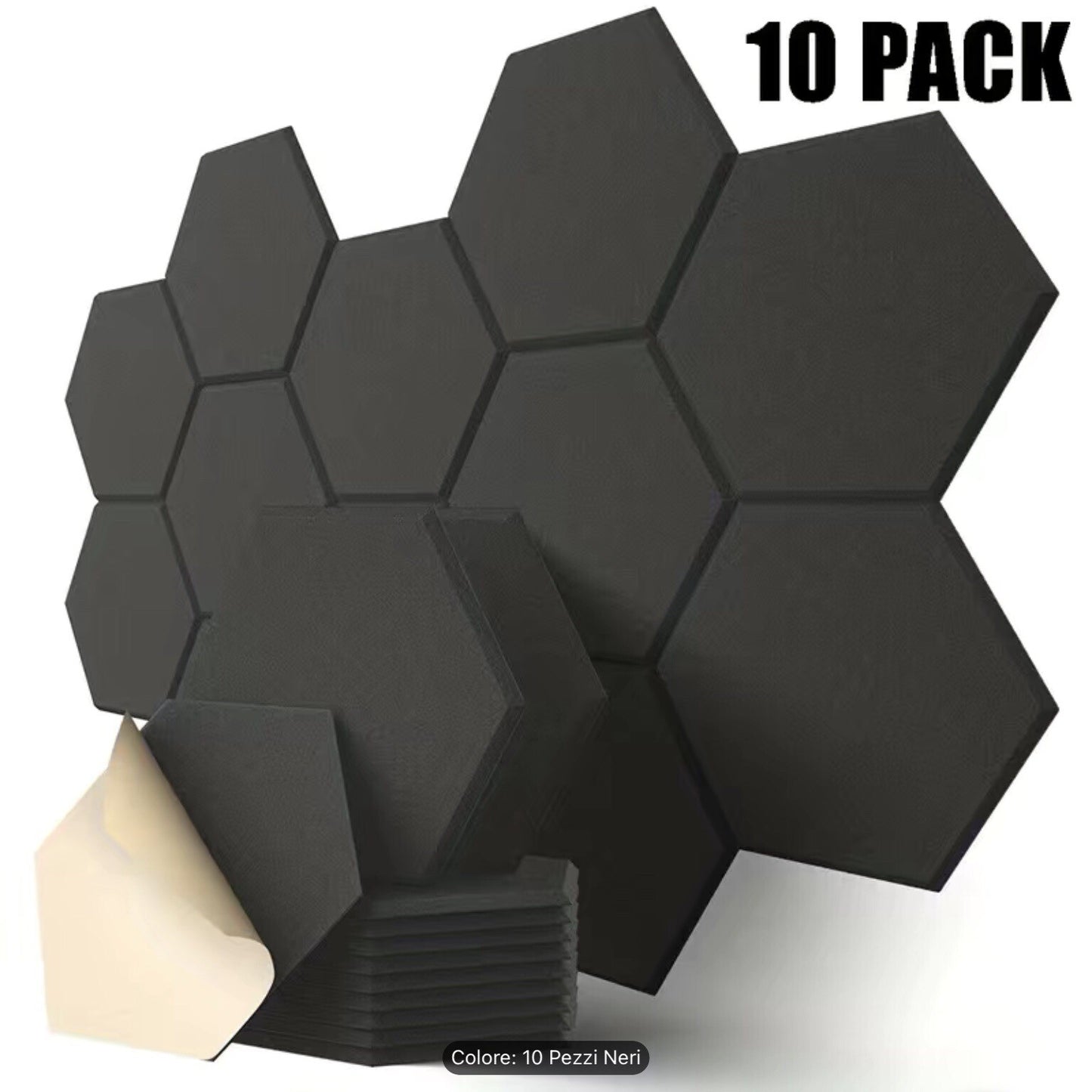 10pz Pannelli Fonoassorbenti Esagonali Adesivi, Isolamento Acustico
