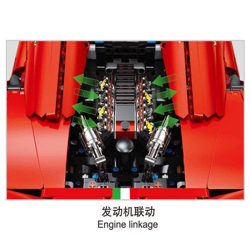 Ferrari F8 Da Costruire Mattoncini Technic 3781 Pezzi Rossi e Neri Nuova Moc New