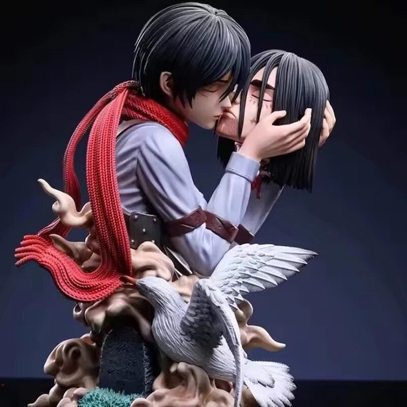 Action Figure Eren Jaeger Mikasa 22cm Attack on Titan Statua da Collezione Manga