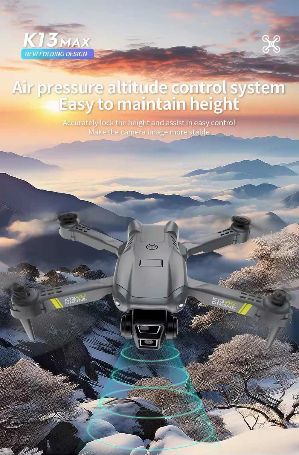 Drone K13 Max 4k Pieghevole Giocattolo HD Fotografia Gps Aerea Dual Camera Mini
