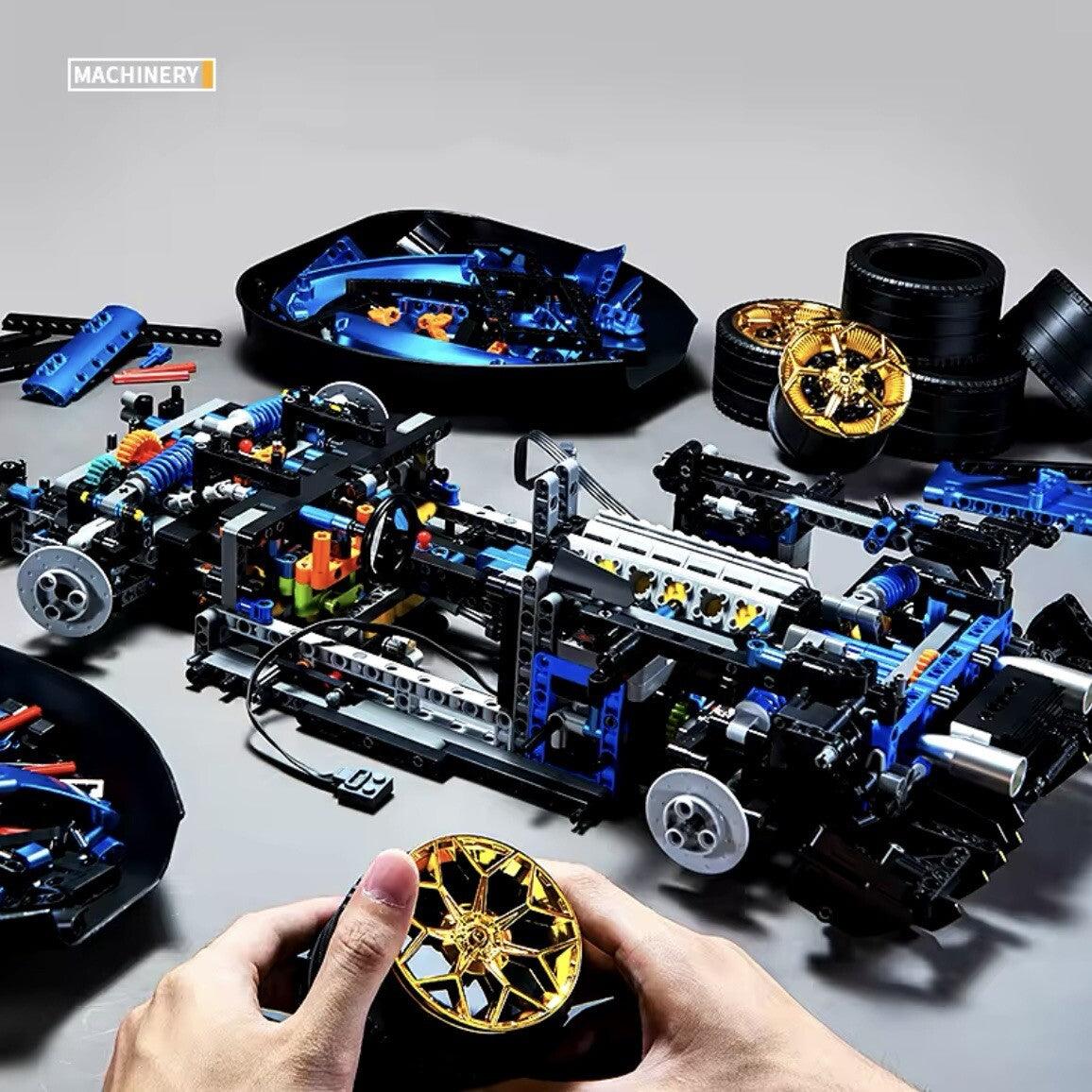 Lamborghini Svj 63 MOC Da Costruire 3811 Pezzi Scala 1:8 Mattoncini Technic Blu