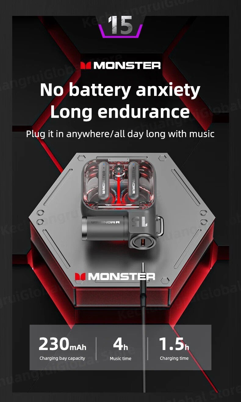Cuffie Monster Auricolare Bluetooth 5.3 Oppo Xiaomi Iphone Lg Samsung Huawei