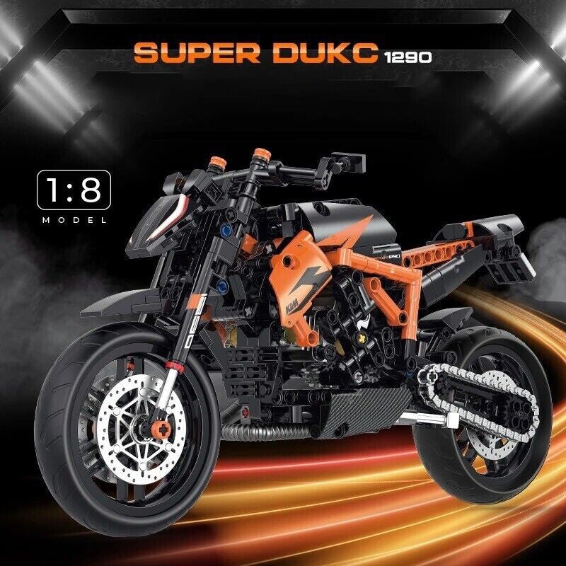 Moto Da Costruite Mattoncini Technic Ktm Scala 1:8 Arancione 579 Pezzi Nuova New