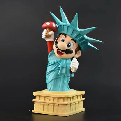 Action Figure Super Mario Bros Nintendo Statua della Libertà 20cm Da Collezione