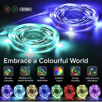 Striscia LED 10 Metri, Bluetooth RGB Smart 10M Con Telecomando, App Controllato,