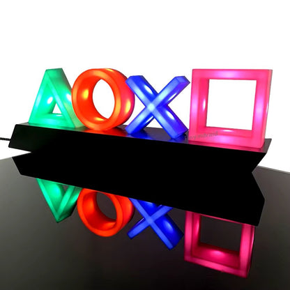 Luce Lampada Icone Simboli Playstation Multicolore Led USB da Scrivania Gaming