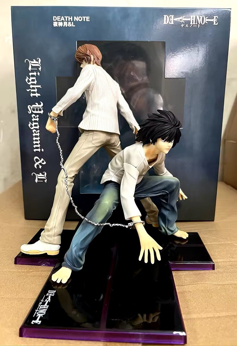 Action Figure Death Note Anime L + Light Yagami 24cm Kira Manga Statua Collezion