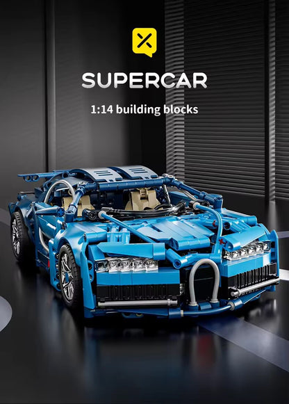 Bugatti Chiron Macchina Da Costruire Mattoncini Technic 1259 Pezzi Blu 35cm New