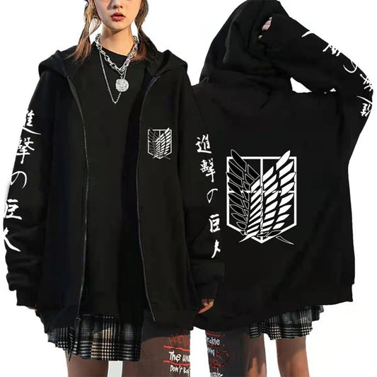Felpa Con Cappuccio E Zip Attack On Titan Corpo Di Ricerca Streetwear Pullover