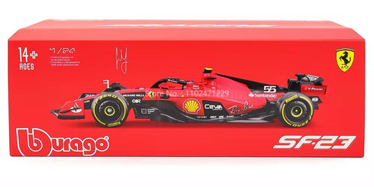 Macchina Ferrari F1 C Sainz 2023 SF-23 Burago Scala 1:24 Formula 1 Con vetrina