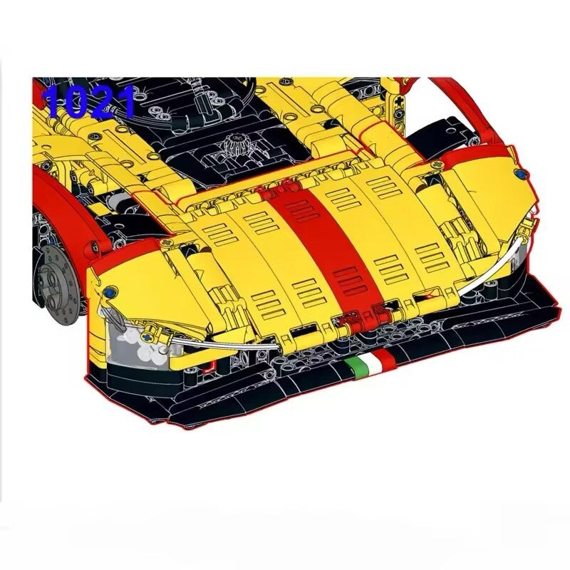 Ferrari 499P 51 Da Costruire 3876 Pezzi Le Mans 1:8 Mattoncini Technic Rossa New