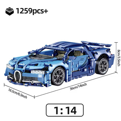 Bugatti Chiron Macchina Da Costruire Mattoncini Technic 1259 Pezzi Blu 35cm New