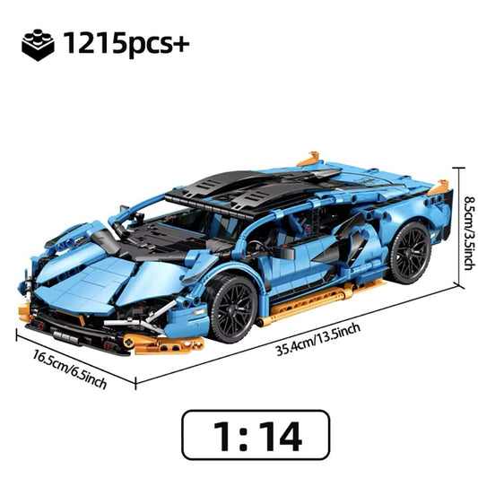 Lamborghini Sian Da Costruire Mattoncini Technic 1215 Pezzi Blu Arancio 35cm New