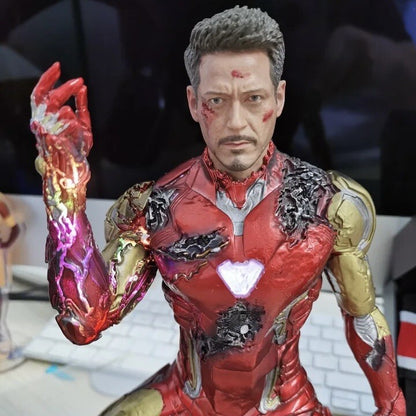 Action Figure Avengers Endgame Ironman Mk85 Statua Luminosa Da Collezione Eroe