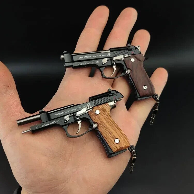 Mini Pistola Giocattolo Beretta 92F Da Collezione Portachiavi metallo Scala 1:3