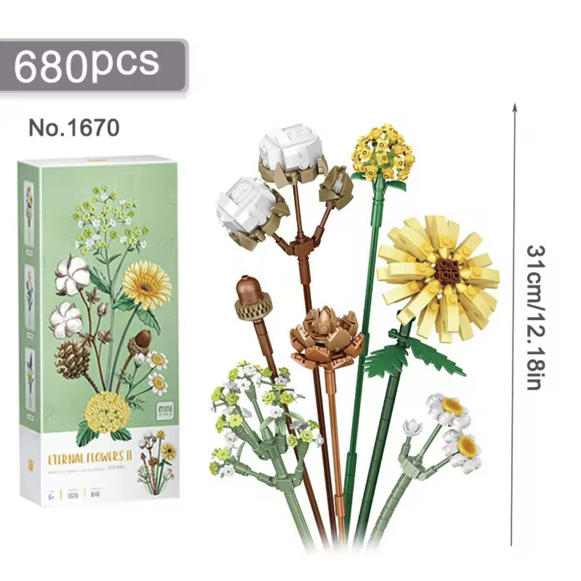 Costruzioni Bouquet Fiori Margherite Girasole Finti da Costruire Botanical 680pz