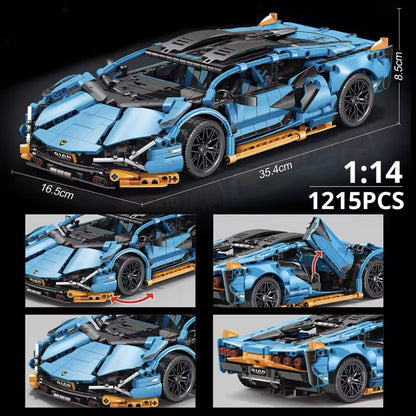 Lamborghini Sian Da Costruire Mattoncini Technic 1215 Pezzi Blu Arancio 35cm New