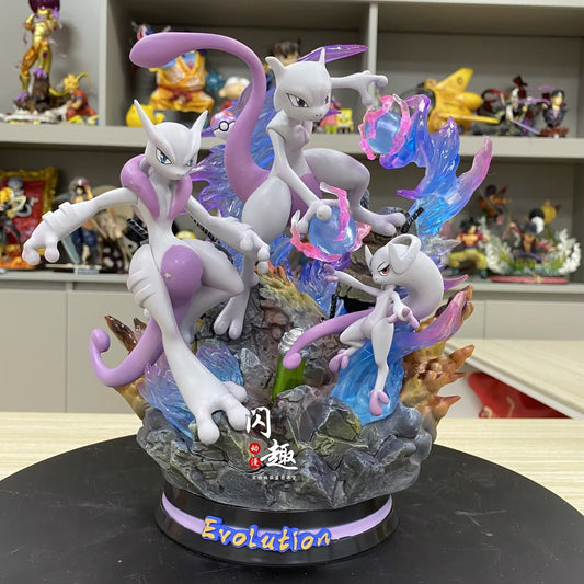 Action Figure Pokémon Mew Mewtwo XY Evolution 25cm Statua Da Collezione Anime
