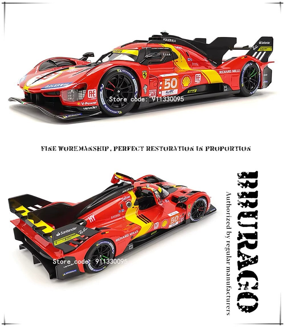 Ferrari 499P 50 24h Le Mans 2023 Scala 1:18 Burago Da Collezione Con Vetrina New