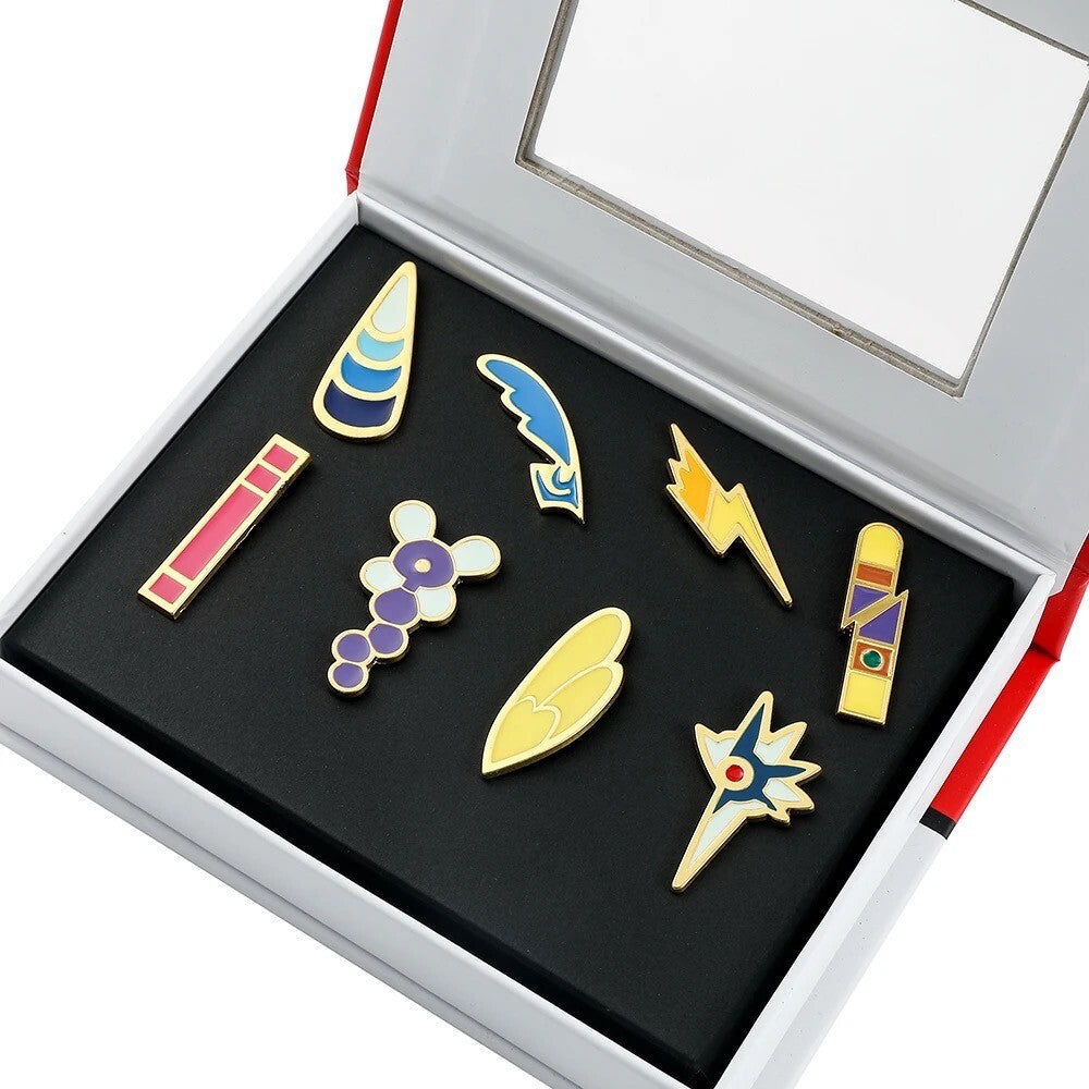 Pokemon x1 Box Medaglie Badges Spille Nuove Varie Miste a Tua Scelta New Metal
