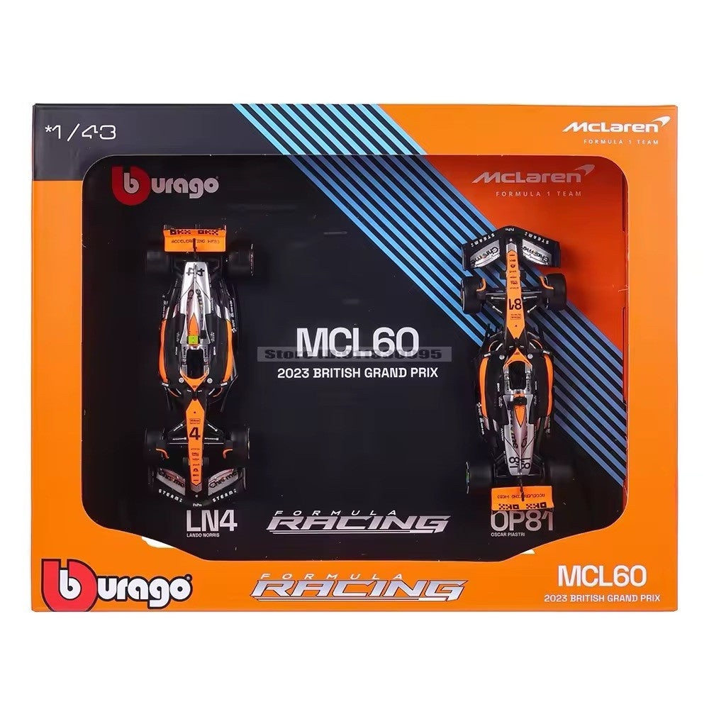 Quadro Burago MCL60 Lando Norris Oscar Piastri Modellino Auto Formula 1 Orange