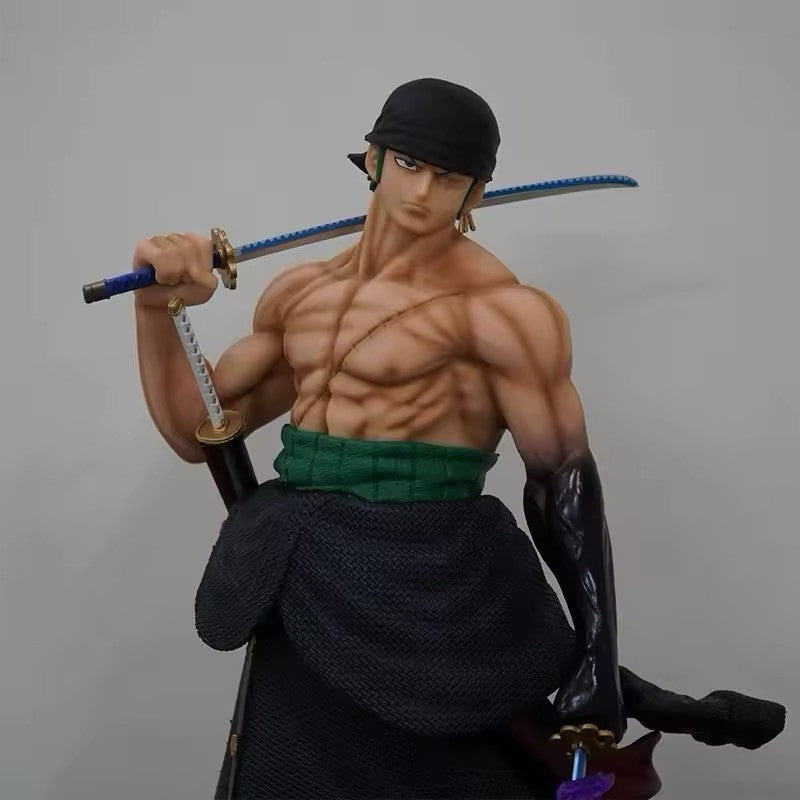 Action Figure One Piece Roronoa Zoro 50cm Statua Da Collezione Anime Grande