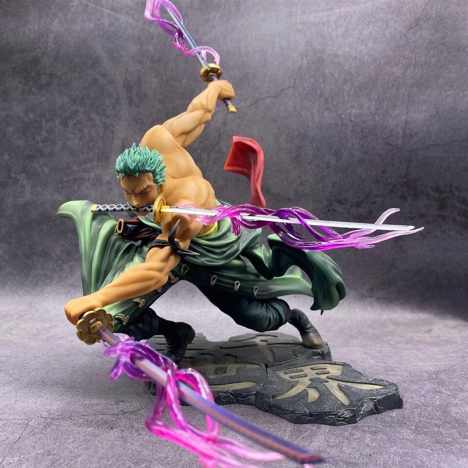 Action Figure One Piece Roronoa Zoro 10cm Statua Da Collezione Anime Manga