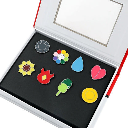 Pokemon x1 Box Medaglie Badges Spille Nuove Varie Miste a Tua Scelta New Metal