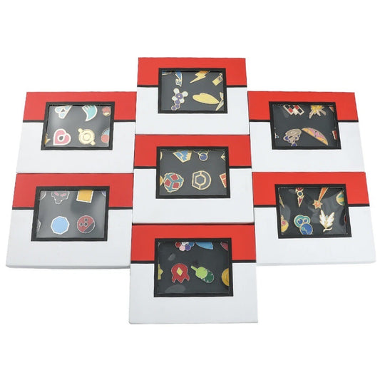Pokemon x1 Box Medaglie Badges Spille Nuove Varie Miste a Tua Scelta New Metal
