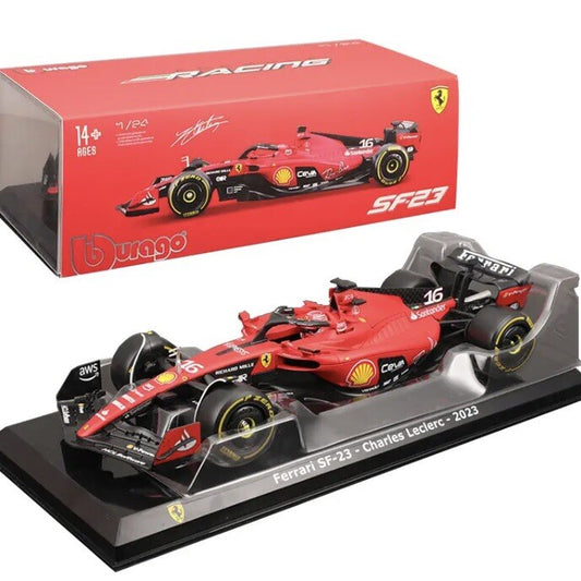 Macchina Ferrari F1 C Leclerc 2023 SF-23 Burago Scala 1:24 Formula 1 Con vetrina